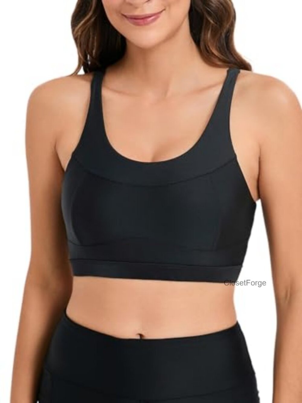 Women Swim Bra Crop Sports Bra Racerback Bikini Top Built in Bra Bathing Suit